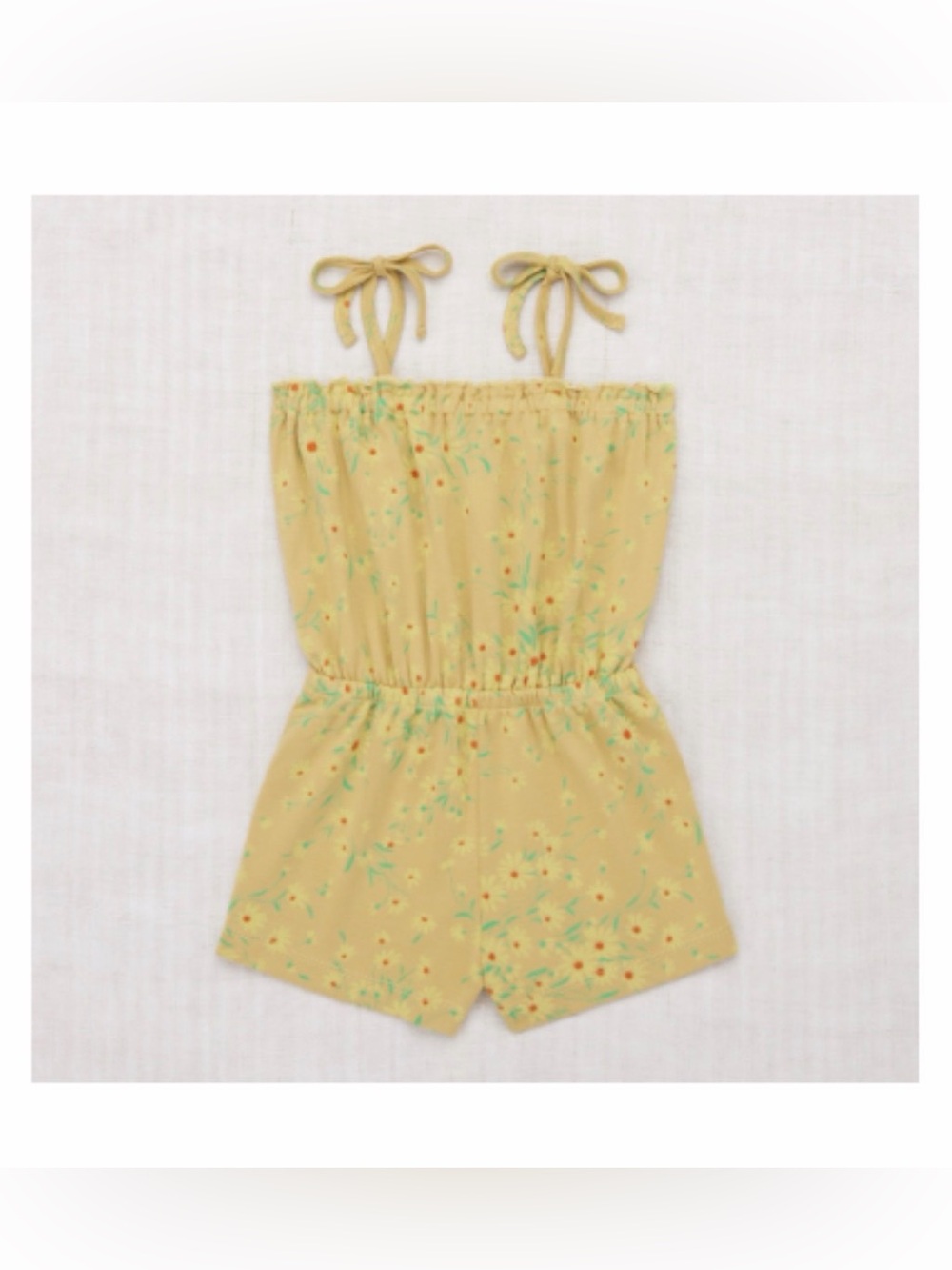 EUC Misha & Puff Tie Ruffle Romper in Root Wild Daisy Sz 7/8